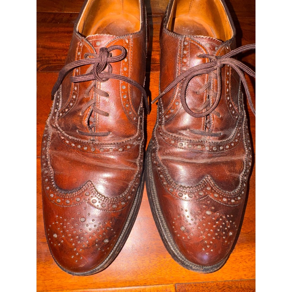 Johnston & Murphy Wingtip Aristocraft Oxford Dress Shoes Mens 9.5  Brown Leather